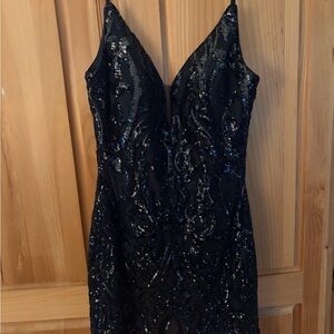 Alyce Paris Black Sequin Mini Dress